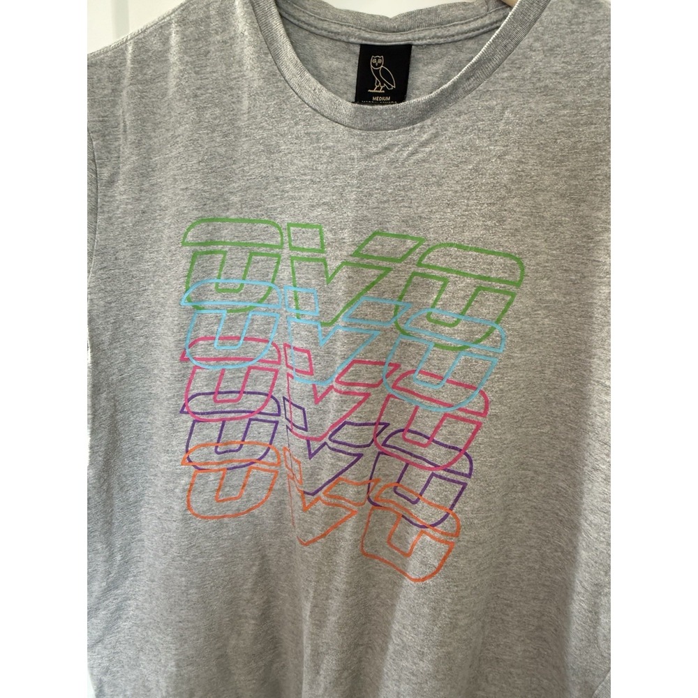 OVO T Shirt Medium Gray October's very own logo Colorful Drake Owl